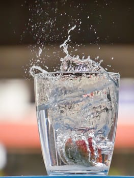 Strawberry Water splash in glass