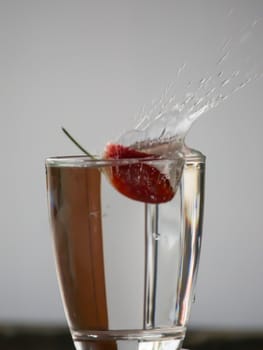 Strawberry Water splash in glass