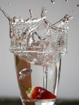Strawberry Water splash in glass