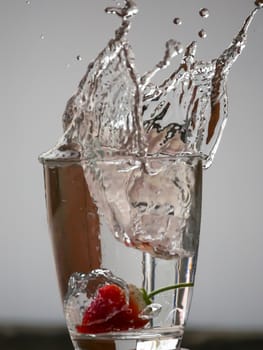 Strawberry Water splash in glass
