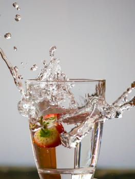 Strawberry Water splash in glass