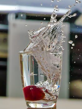 Strawberry Water splash in glass