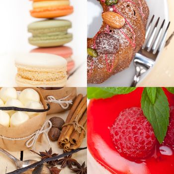 fresh colorful delicious homemade dessert cake selection composition collage 