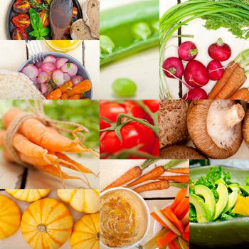 fresh hearthy healthy vegetables selection food collage composition 