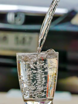 Strawberry Water splash in glass