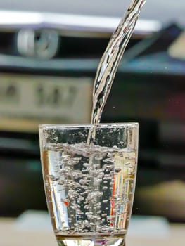 Strawberry Water splash in glass