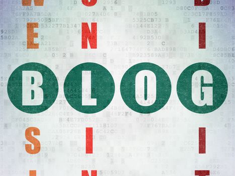 Web development concept: Painted green word Blog in solving Crossword Puzzle on Digital Paper background