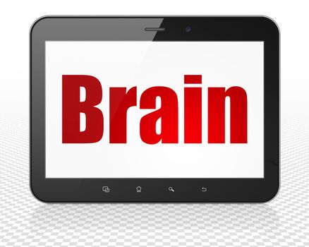 Medicine concept: Tablet Pc Computer with red text Brain on display