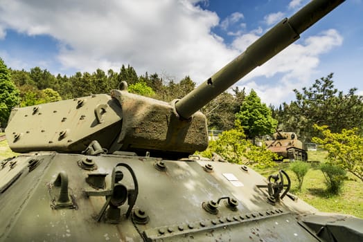 An American M4 Sherman main battle tank from WWII in Casssino, Italy