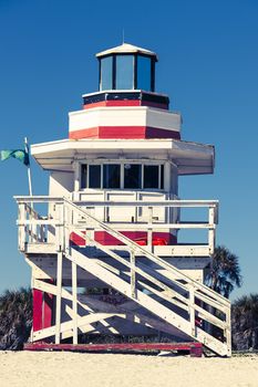 Colorful Lifeguard Tower in South Beach, Miami Beach, Florida