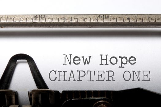 New hope chapter one printed on a vintage typewriter 