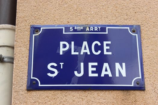 Place Saint Jean. Famous Place Sign in Lyon, France