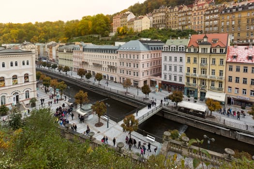 CARLSBAD, CZECH REPUBLIC, OCTOBER 10, 2015  - Historic city center of the  spa town Karlovy Vary (Carlsbad)