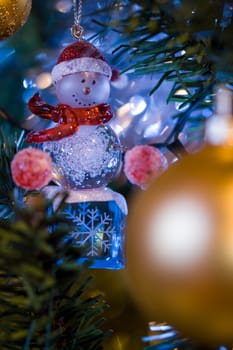 Close up of a decorated Christmas Tree with Baubles and other colourful decorations.