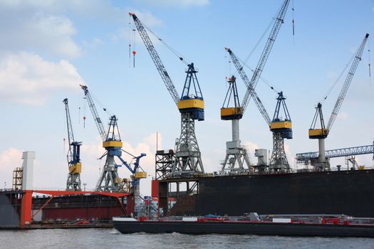 Port of Hamburg on the river Elbe, the largest port in Germany