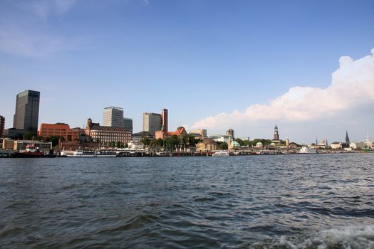 Port of Hamburger with harbor, Hamburg, Germany