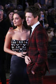 UNITED KINGDOM, London: Alicia Vikander and Eddie Redmayne attend the UK premiere of The Danish Girl at Odeon Leicester Square in London on December 8, 2015. 