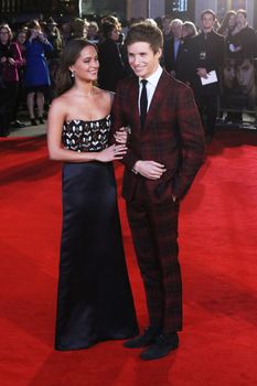 UNITED KINGDOM, London: Alicia Vikander and Eddie Redmayne attend the UK premiere of The Danish Girl at Odeon Leicester Square in London on December 8, 2015.