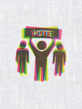 Politics concept: CMYK Election Campaign on linen fabric texture background