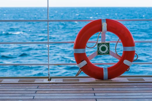 Lifebuoy Lifering on a Deck of Cruise Ship. Life Saving Ring Known Also As Lifesaver or Preserver or a Lifebelt.