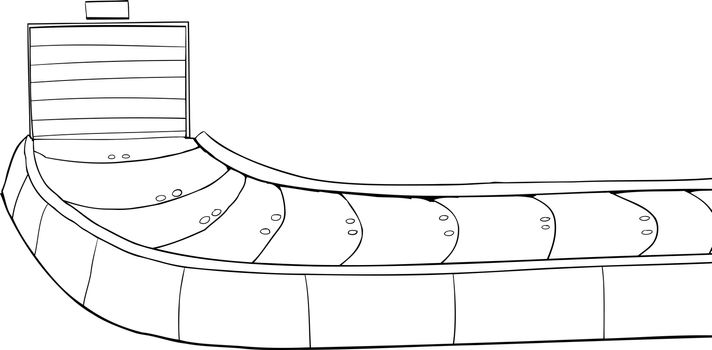 Outlined baggage claim carousel with closed door