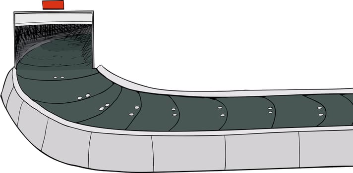 Illustration of an open isolated baggage claim conveyer belt