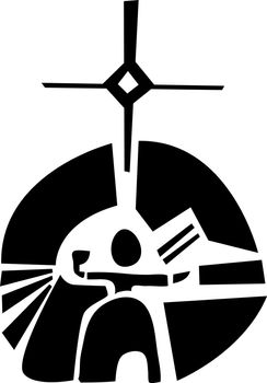 Black and white graphic illustration about Saami goddess Bievve