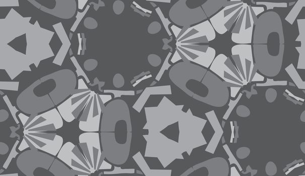 Repeating gray abstract shapes in repeating background pattern