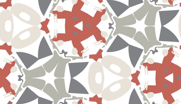 Repeating gray and brown shapes in repeating background pattern