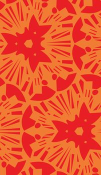 Repeating orange starburst floral background wallpaper pattern