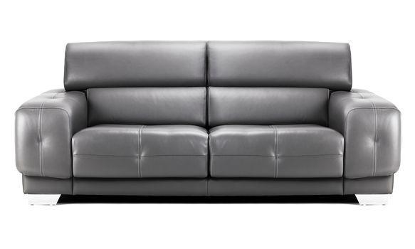 modern black leather sofa isolated on white
