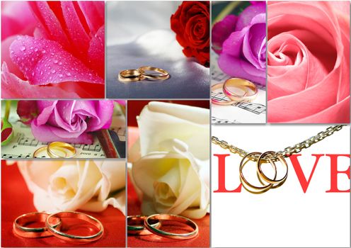 collage valentines day with roses