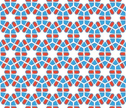 abstract background or textile hexagonal winter pattern with stylized snowflakes