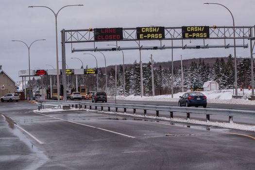 Cobequid pass toll station in Nova Scotia after the first snowfall