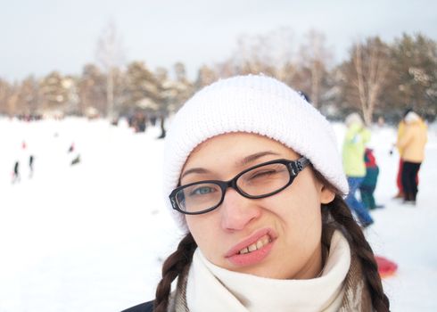 happy girl in a winter cap