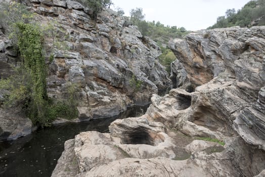 small river with pond in nature portugal near odemira called pego des pias