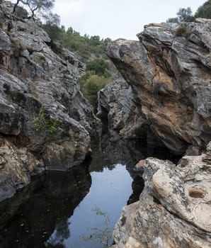 small river with pond in nature portugal near odemira called pego des pias square