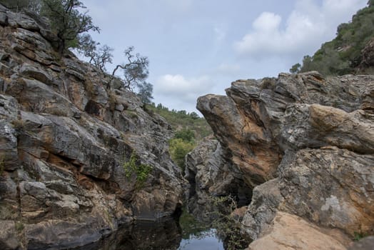 small river with pond in nature portugal near odemira called pego des pias