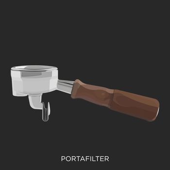 Portafilter, also known as group handle of  Espresso Machine, carries a tamped puck of coffee grounds within its basket.