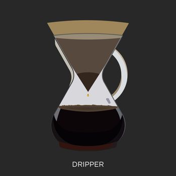 Handled Chemex, drip coffee Maker, contain the brewed coffee.