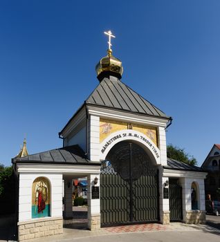 Sf Teodor Tiron AKA Ciuflea Monastery gates, Chisinau, Republic of Moldova. Was found by two brothers Ciufli in 1858, Aromanian merchants who emigrated from Macedonia to Bessarabia in 1821.