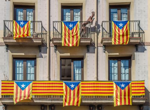 Catalonian flags on balconu