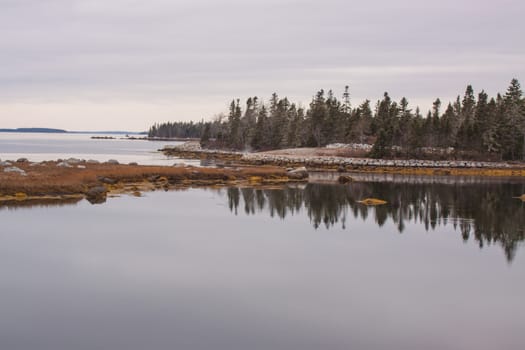 reflections in the ocean on a calm day