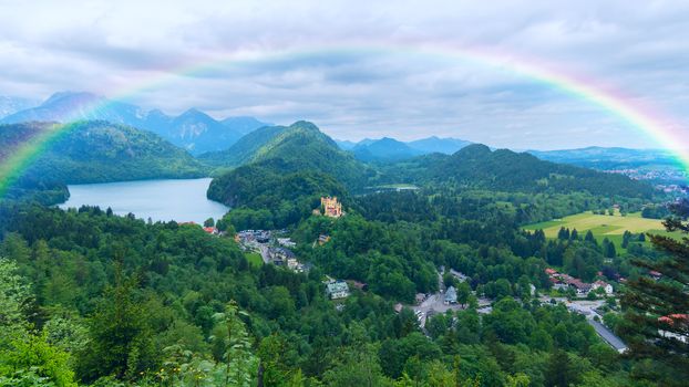 Rainbow over the castle in Bavaria