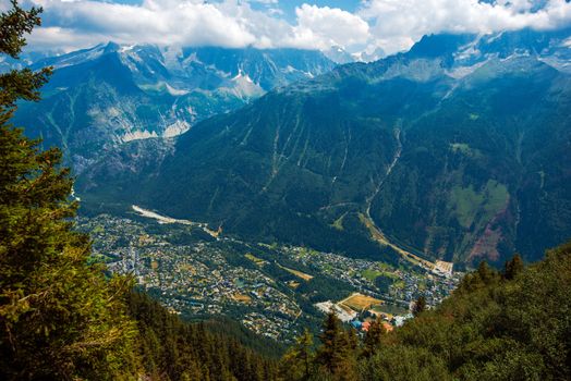 Chamonix France Cityscape. French Alps and the City.