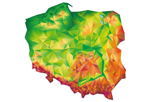 Geometric Poland Map Concept Illustration Isolated on White Background. Poland, Europe.