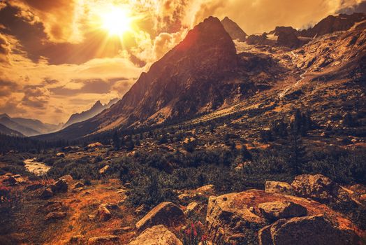 Italian Alps Scenery. Northern Italy Mountain Landscape. 