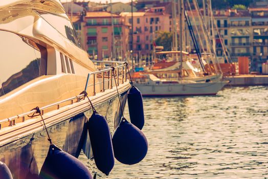 Luxury Yacht in the Marina. Cannes, France, Europe.