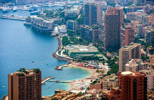 Summer in Monte Carlo Aerial View. Monte Carlo, Monaco, Europe. 