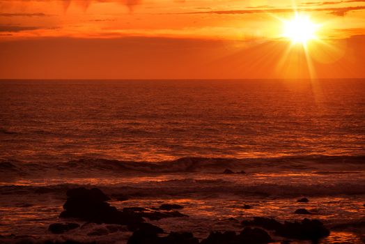 Scenic Pacific Ocean Sunset in California, United States.
